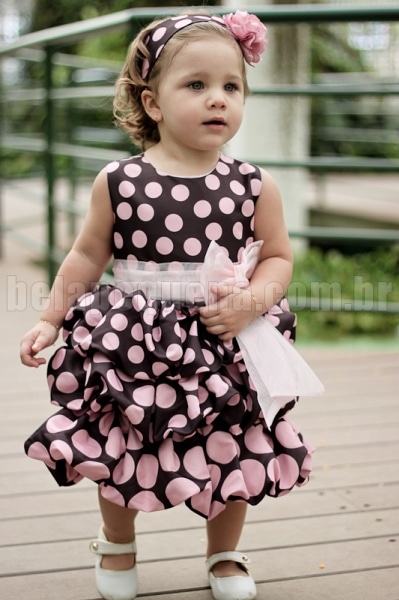 vestido infantil marrom e rosa